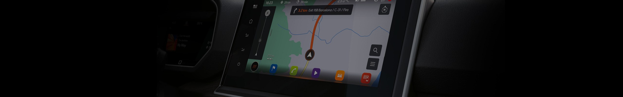 SEAT Navi System -navigointikartat, näkymä ohjaamosta 