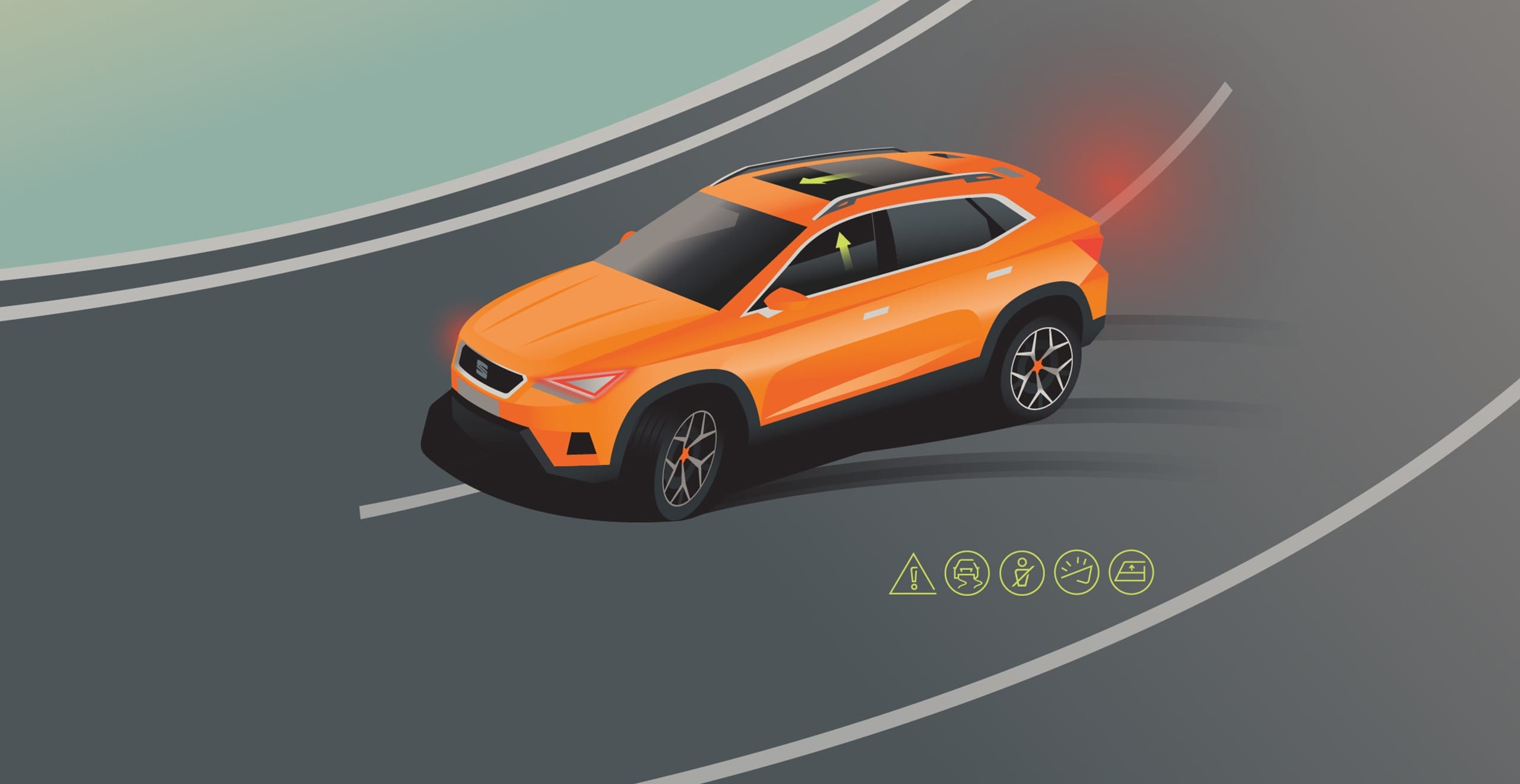 SEAT Ateca ennakoiva törmäysavustin piirroskuva