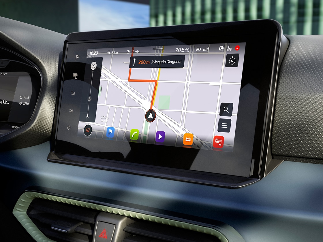 SEAT Aronan sisätilat, jossa näkyy kosketusnäytössä SEAT CONNECT